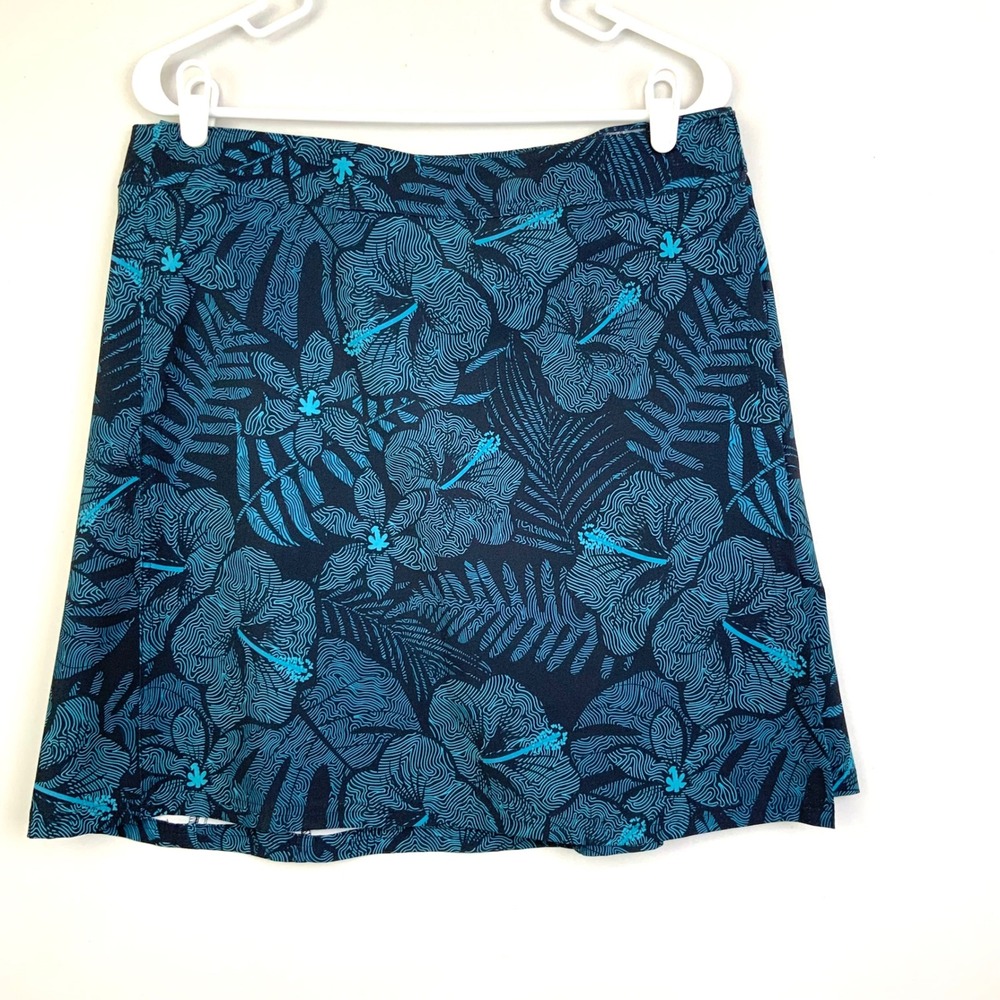 Rip Skirt Hawaii Large Maui Moonlight Blue Hibiscus Floral Wrap Skirt Length 2